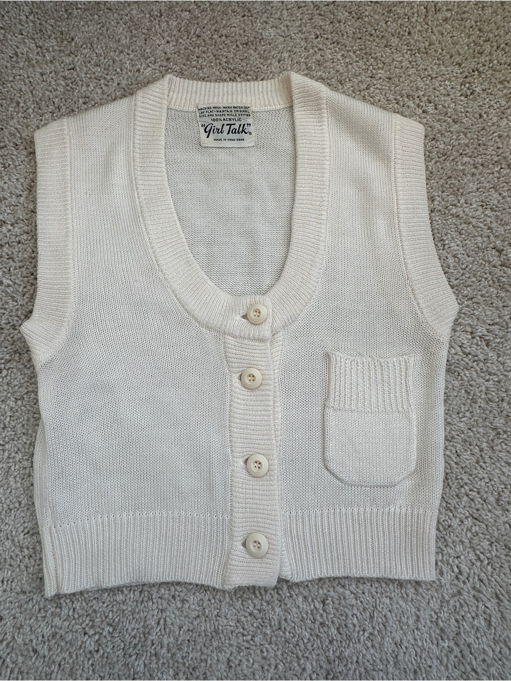 VINTAGE 1950s Women's Cream Knit V-Neck Sweater Vest Pillow Talk